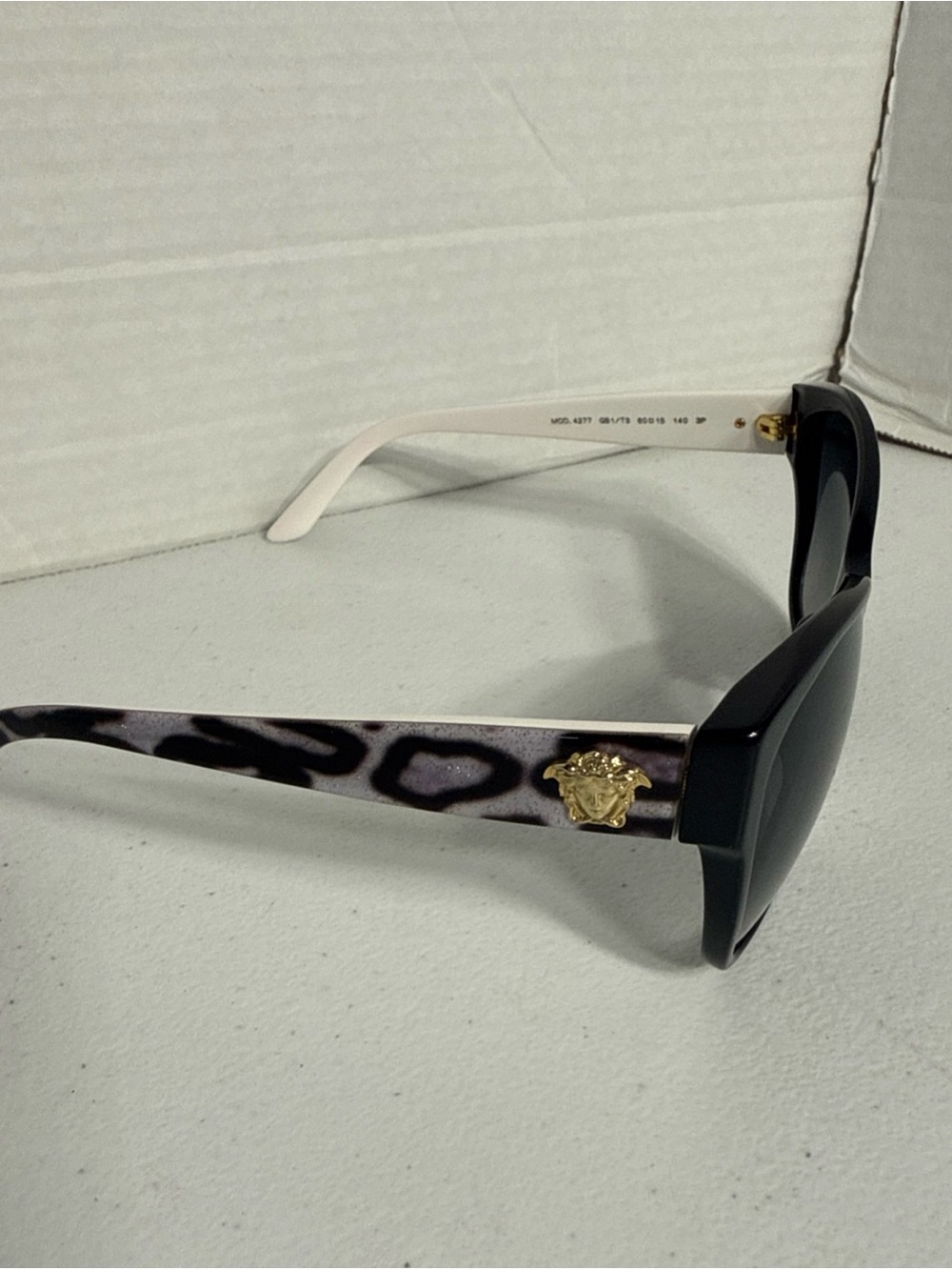 Versace Women's Purple Leopard Print Sunglasses with Gold Medusa Accent